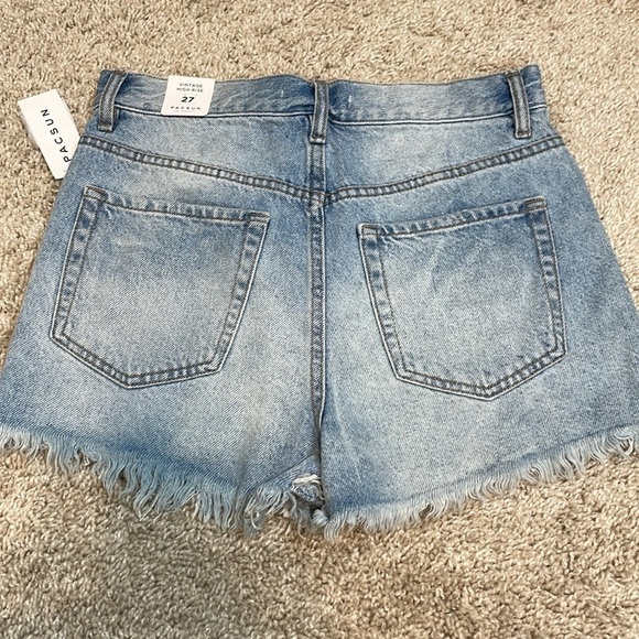 Pacsun Women’s Denim Shorts Size 27 Medium Wash 100% Cotton Distressed High Rise - Picture 5 of 13